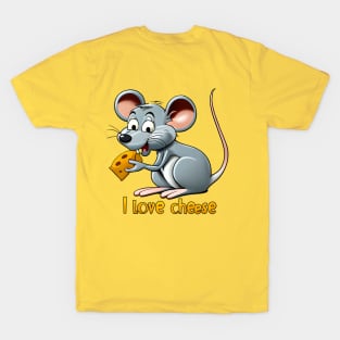 Mouse eating Cheese, I love cheese T-Shirt